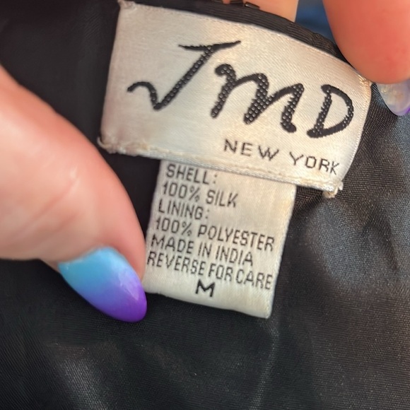 Vintage JMD New York Beaded Evening Jacket 100% Silk Open Front Size Medium - Picture 7 of 9